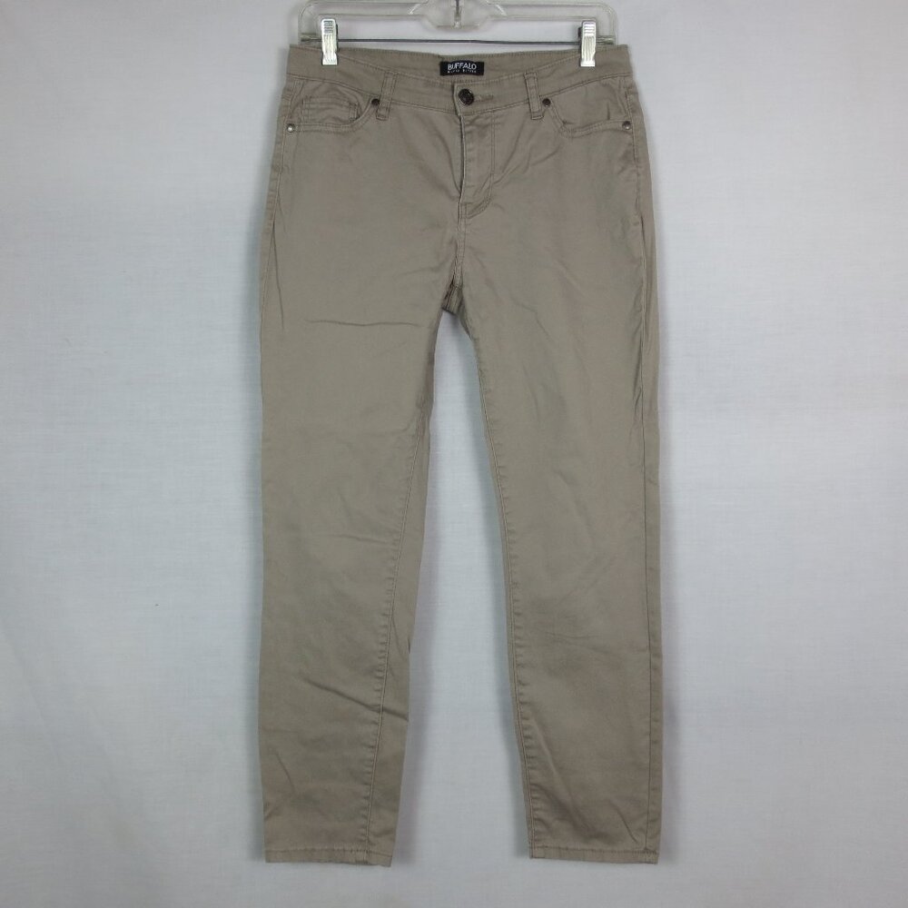 NEW 90s Buffalo Jeans Tan Mid Rise Stretch Skinny Cropped Cotton Denim Size 6/28